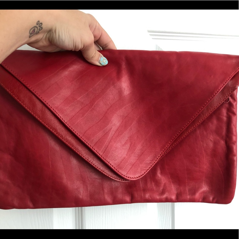Leather zebra embossed envelope clutch